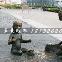 广场铜雕，广场摆放的小孩雕塑