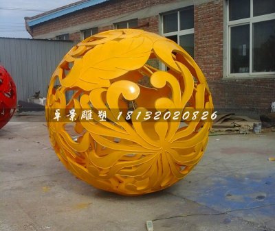 不锈钢镂空球雕塑，不锈钢景观雕塑