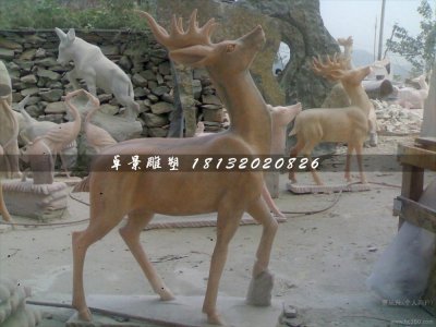 石头鹿，石雕鹿雕塑，1.2米高石雕鹿