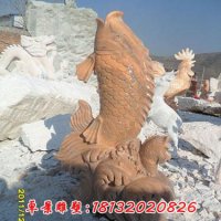 彩色石雕鱼,石头鱼雕塑