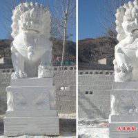 3米高石头狮子，石雕狮子雕塑