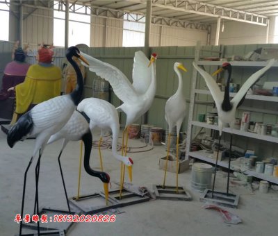 玻璃钢仙鹤雕塑，玻璃钢丹顶鹤 (4)
