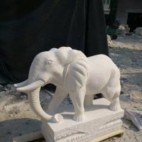大象石雕，汉白玉大象雕塑