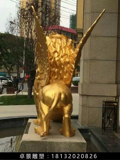 飞狮铜雕，铸铜飞狮雕塑 (2)