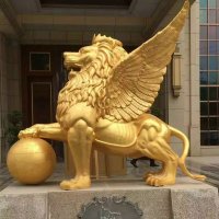 飞狮铜雕，铸铜飞狮雕塑