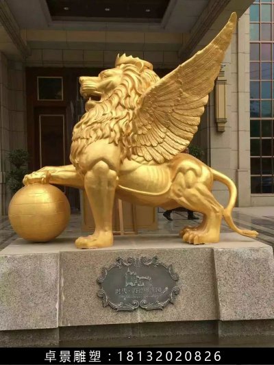 飞狮铜雕，铸铜飞狮雕塑 (1)