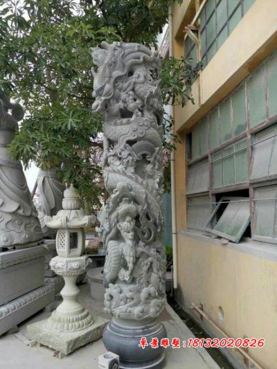 石头柱子石雕龙柱雕塑 (2)