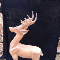 小鹿石雕，晚霞红小鹿雕塑