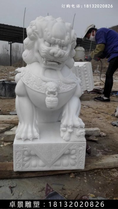 汉白玉狮子雕塑，北京狮汉白玉雕塑 (2)