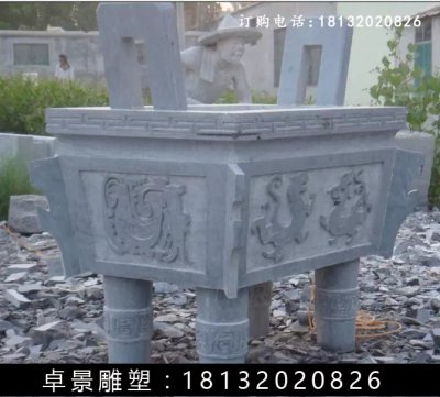 石方鼎，仿古石鼎，石香炉雕塑 (8)