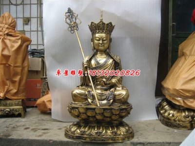 地藏王菩萨铜雕，鎏金铜地藏王菩萨雕塑 (2)