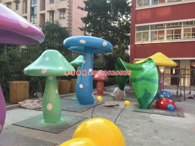 玻璃钢蘑菇雕塑，彩色蘑菇雕塑 (1)