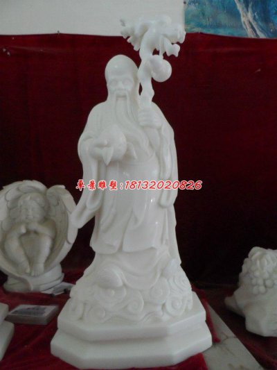老寿星石雕，汉白玉神仙雕塑 (1)