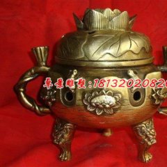 铜雕香炉,三足香炉,鎏金铜香炉