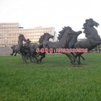 八匹马雕塑，公园群马铜雕