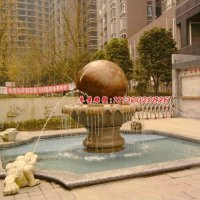 风水球石雕,晚霞红风水球喷泉雕塑