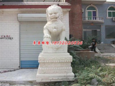石雕北京狮，踩球石狮子雕塑 (2)