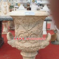 花钵石雕，晚霞红欧式花钵