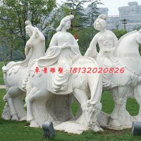 骑马女人石雕，公园景观石雕