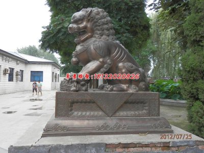 铜雕北京狮，看门狮子雕塑 (2)