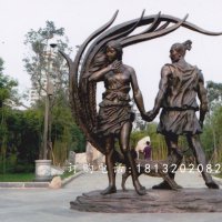 铜情侣雕塑，广场铜雕