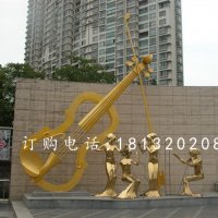 广场音乐人物雕塑，黄铜人物雕塑