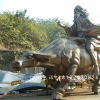 老子骑牛雕塑,古代人物骑牛雕塑