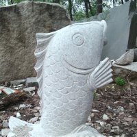 大理石鲤鱼雕塑，鱼石雕