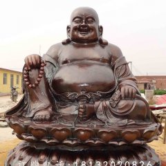 大肚弥勒佛铜雕,紫铜佛像雕塑