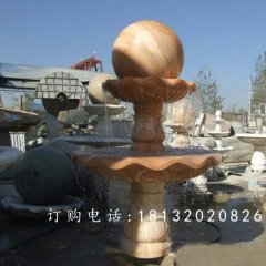 晚霞红风水球石雕,公园景观石雕