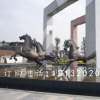 奔跑的马铜雕，广场铜雕马
