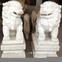 小狮子石雕，汉白玉狮子雕塑