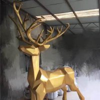 玻璃钢驯鹿雕塑，玻璃钢动物雕塑