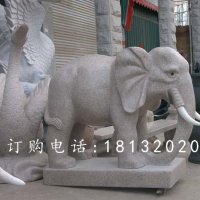 大理石小象，公园大象石雕