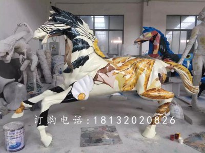 玻璃钢彩绘马雕塑，玻璃钢动物雕塑 (2)