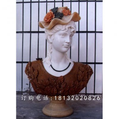 西方美女胸像雕塑，汉白玉人物石雕 (1)