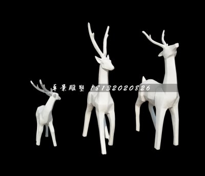 小鹿一家雕塑，玻璃钢抽象动物雕塑
