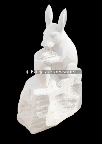 小兔小狗石雕，汉白玉十二生肖石雕 (2)