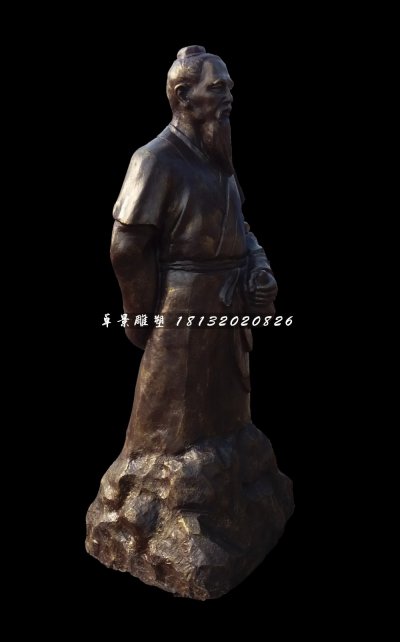 药王孙思邈铜雕，公园名人铜雕 (2)
