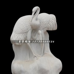 丹顶鹤石雕,公园汉白玉丹顶鹤雕塑