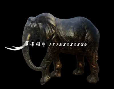 玻璃钢大象雕塑，仿真动物雕塑