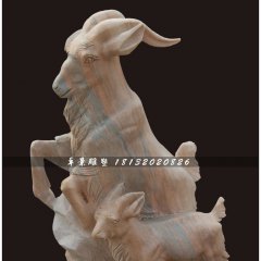 石雕羊,晚霞红羊石雕
