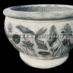 仿古水缸石雕,青石鱼缸雕塑