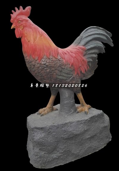 玻璃钢公鸡雕塑，仿真动物雕塑 (1)