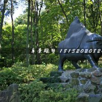 老子骑牛西行铜雕，公园景观铜雕