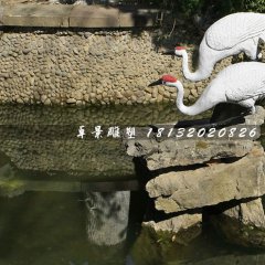 丹顶鹤石雕,公园动物石雕