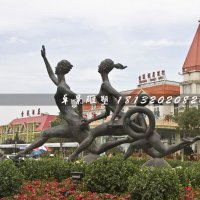 奔跑的少女铜雕，广场景观铜雕