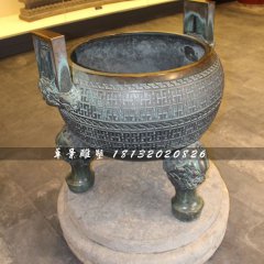 三足香炉铜雕,寺庙铜香炉