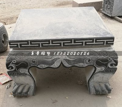 方桌石雕，青石仿古桌子 (1)