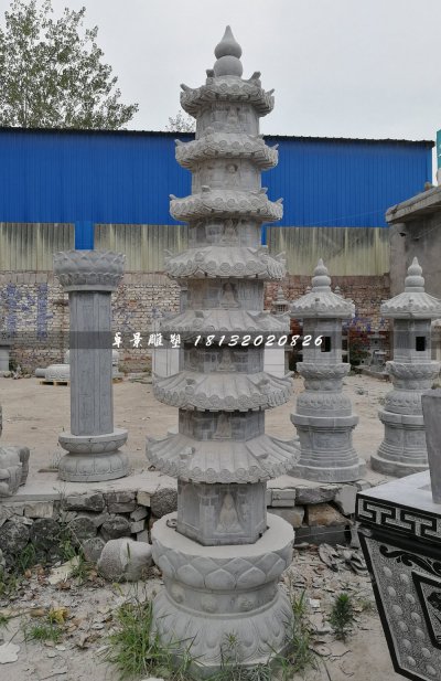 佛塔石雕，寺庙青石佛塔 (2)
